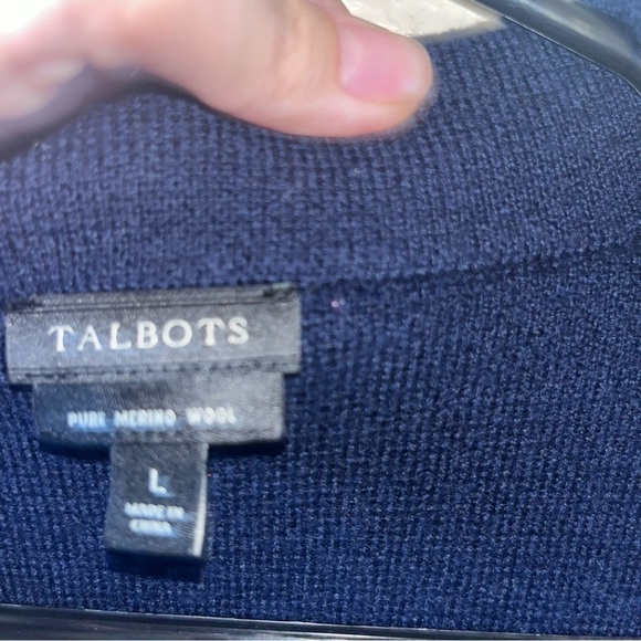 Talbots 100% Pure Merino Wool Navy Button Up Cardigan Size Large - Picture 4 of 10